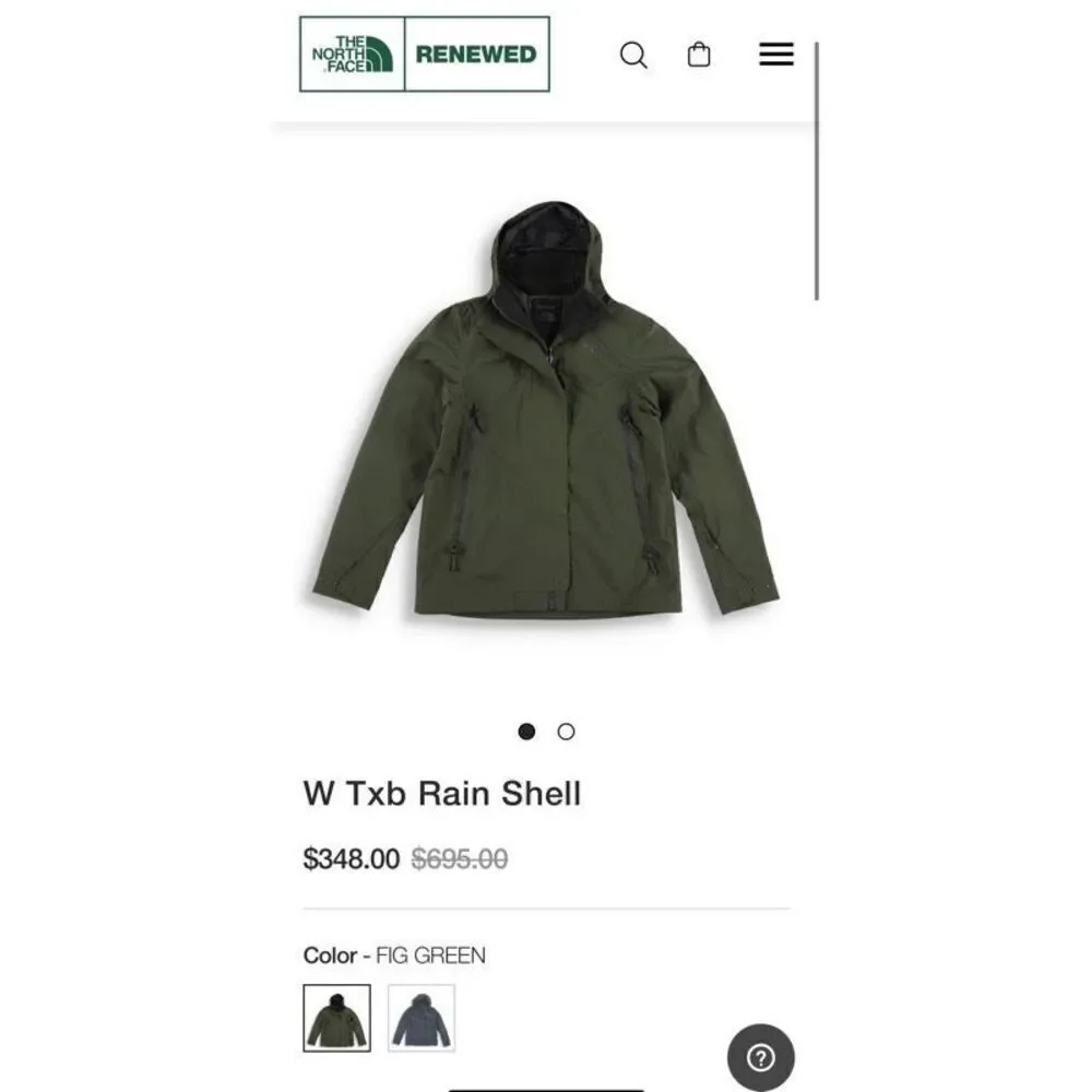 The North Face W Txb Rain Shell in Fig Green Women’s Size XS Retail $695
